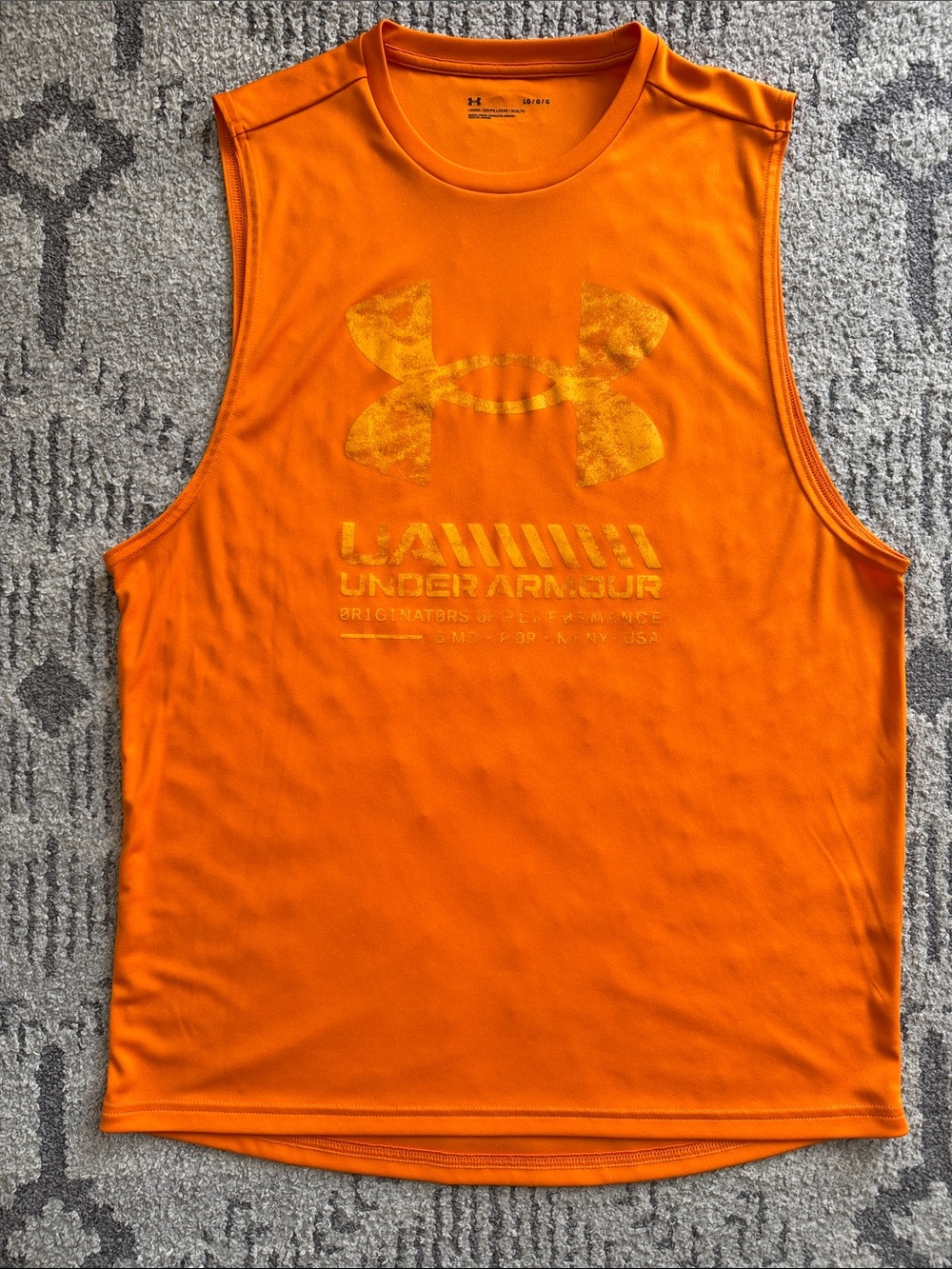 Under Armour Orange Mens Sleeveless Training Tank Top